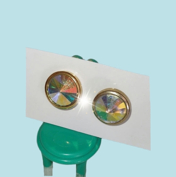 Rivoli Stone Bezel Set Stud Earrings - Picture 11 of 13